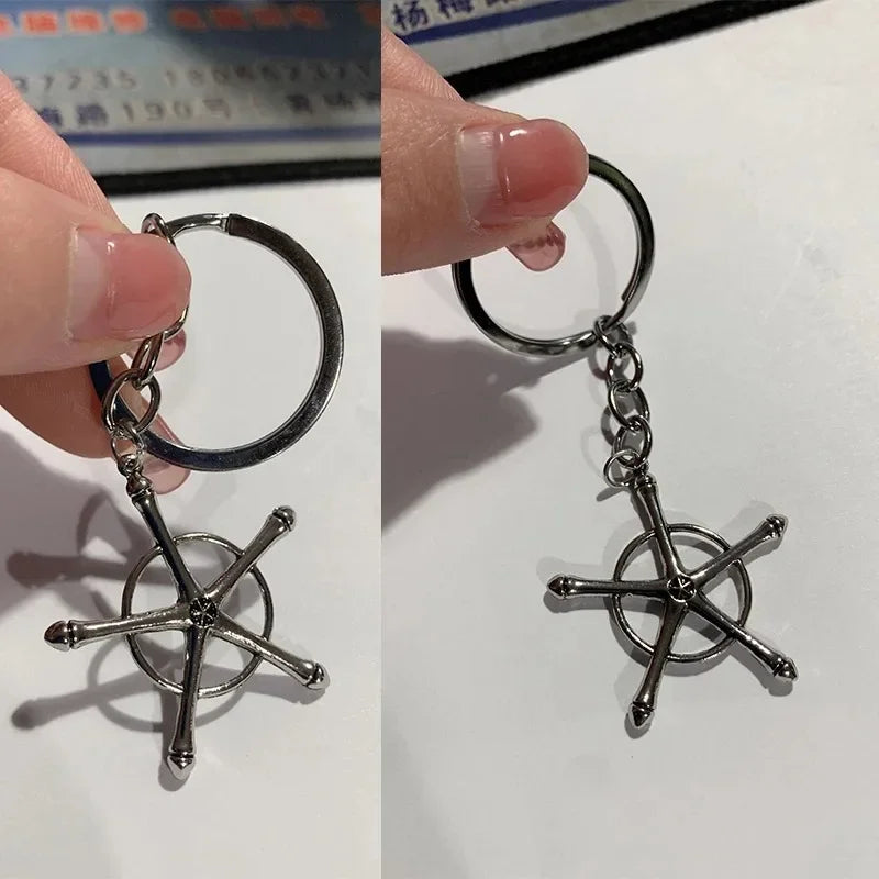 Anime Bleach Keyring Quincy Ishida Uryuu Cosplay Ginrei Gojiaku Amulet Alloy Keychain Pendant Jewelry Gifts