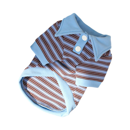 New Striped Pet Clothing Classic All-Match Base Layer Daily Outgoing Walking Travel Matching Four-Legged Polo Shirt for Cats Dog