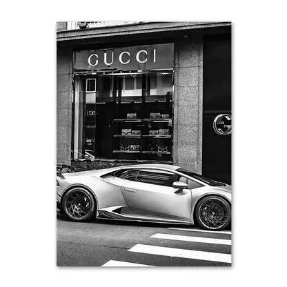 Canvas Painting Nordic Luxury Shop Race Car Paris Champs Elysees Art Posters And Prints Wall Pictures For Living Room Decor