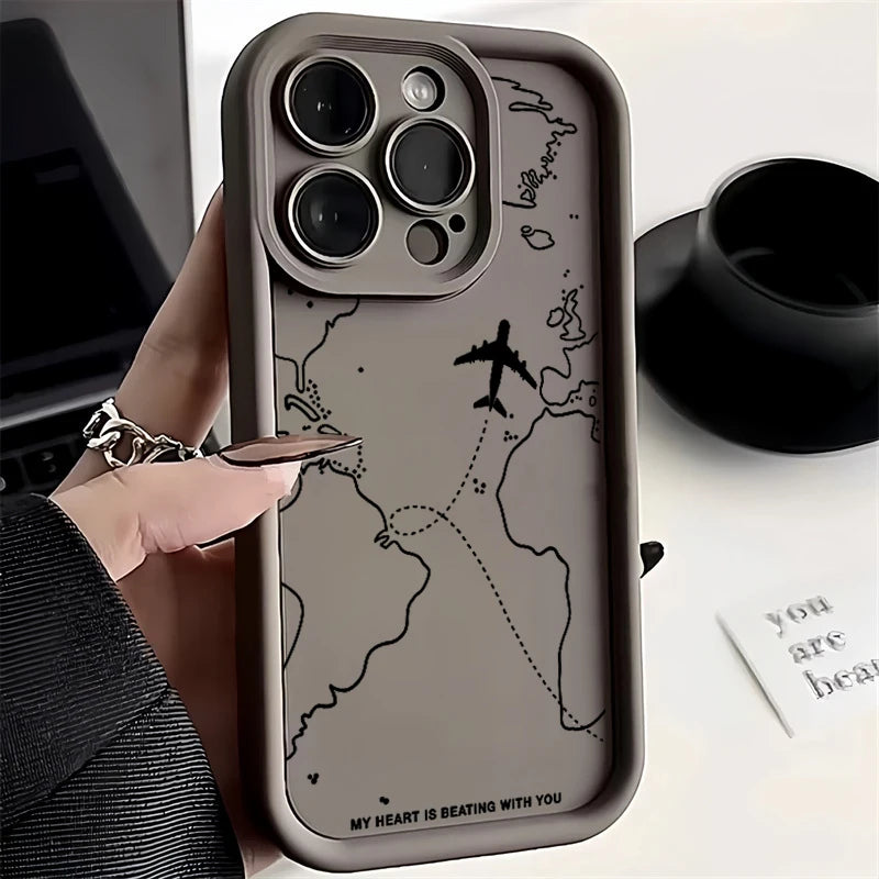 Travel-nspired Airplane Route Desian Case For Xiaomi Mi 11 Lite 5G 4G 14T 14 13T 13 12T 12 Poco X6 X5 X3 F5 F6 M6 Pro Soft Cover