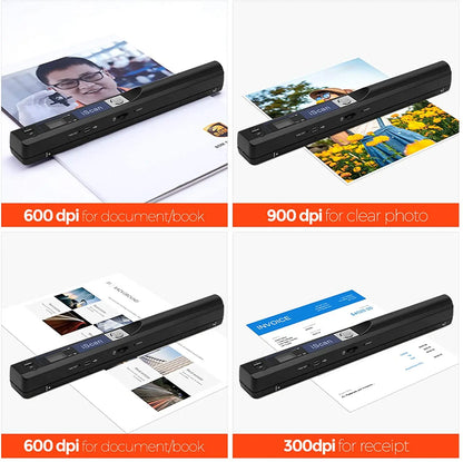 iScan Handheld Scanner A4 Document Fast HD 900DPI USB Wireless Scanner for Work Study Photo Receipts Scan JPG/PDF Word/Excel