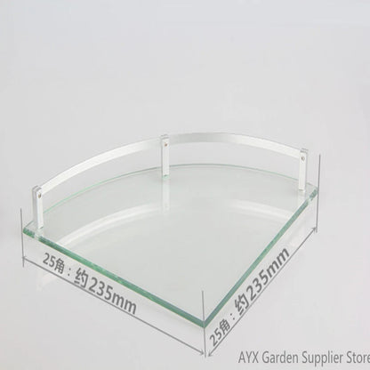 Bathroom Glass Bath Shower Triangular Shelf Holder Organizer Single Layer Modern Style Glass Bathroom Shelves