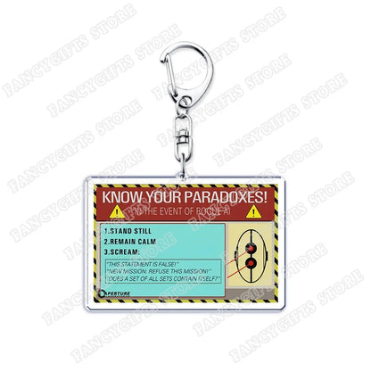 Trending Video Game Keychains for Accessories Bag Glados Aperture Laboratories Science Keyrings Jewelry Gamer Fans Gaming Gifts
