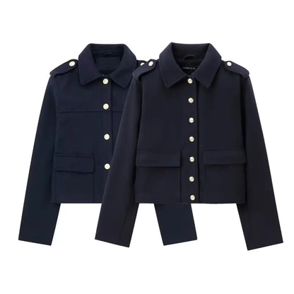 Autumn New Casual And Fashionable Women's Clothing European And American Style Simple And Versatile Shoulder Patch Top Jacket