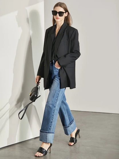 Amii Minimalism Women Jeans 2025 Autumn Vintage Denim Pants Loose Wide Leg Pants Woman Casual Pants Female Trousers 12270097
