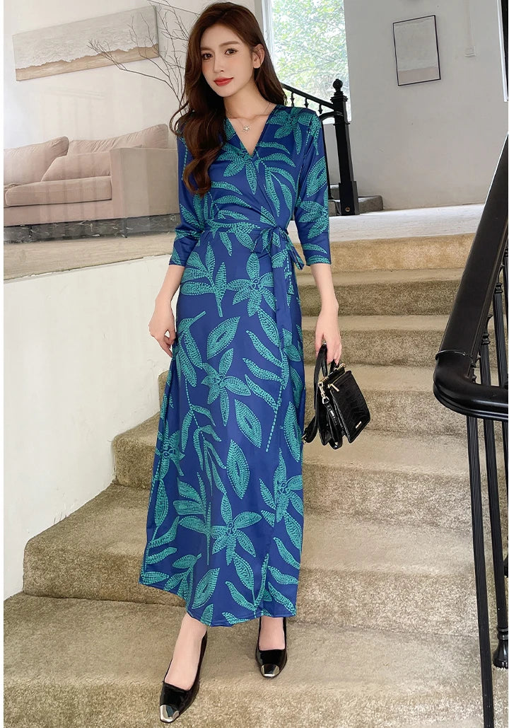ZAROY Women Wrap Long Dress Summer Sexy V Neck Side Split Party Club Dress Chic Streetwear Elegant Evening Slim Beach Vestidos
