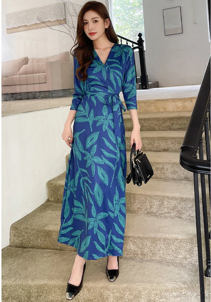 ZAROY Women Wrap Long Dress Summer Sexy V Neck Side Split Party Club Dress Chic Streetwear Elegant Evening Slim Beach Vestidos