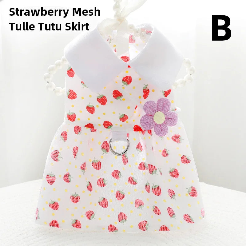 Any 3 pieces of clothing Summer Thin Luxury Dog Dresses Soft Breathable Mesh Pet Clothes Cute Puppy Dress Kitten Cat Skirt