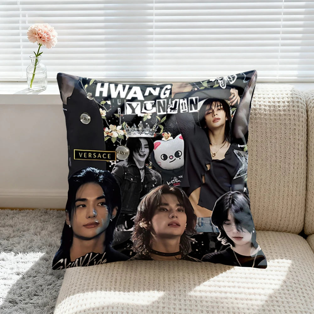 Pillow Covers Decorative Sofa Cushions 1Pc Cushion Cover Home Decoration Hyunjin Strays K-POPS Personalized Gifts Decor Items