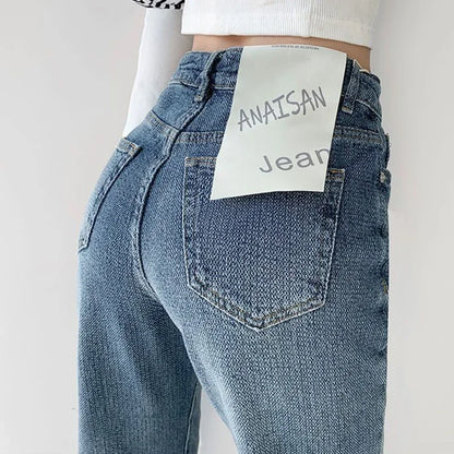 2025 Women Baggy High Waisted Jeans Pants Girls Straight Leg Casual Denim Pants Lady Fashion Dark Blue Jeans Trousers