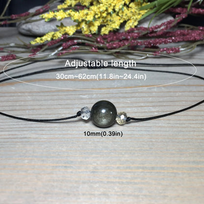 Golden Obsidian Necklace, Obsidian Necklace, Protection Necklace, Transformation Necklace,Wealth Necklace,for man or woman.1pc