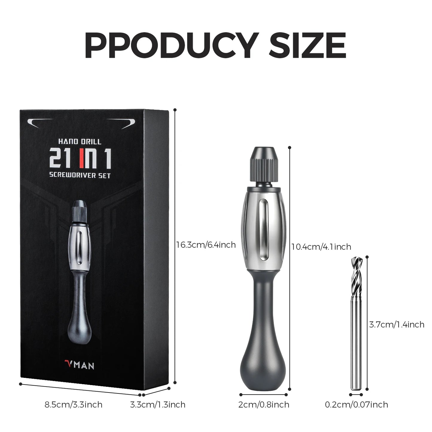 21-in-1 Screwdriver/Drill: non-slip grip, S2 bits, magnetic, quick swap. For jewelry, resin, wood, plastic housework, man's gift
