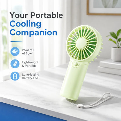 Latest Portable Fan Compact Handheld Fan - Portable, Battery-Powered Personal Cooling Device for Travel & Outdoor Use No Battery