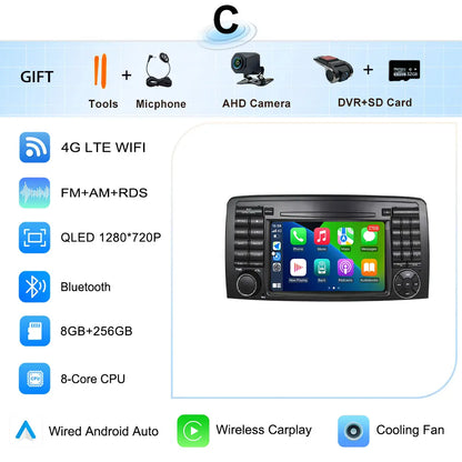 for Mercedes-Benz R-Class R300 R350 R400 2006-2014 GPS Navigation 7" 2.5D Touch Screen Android 16 Wireless CarPlay DSP Stereo