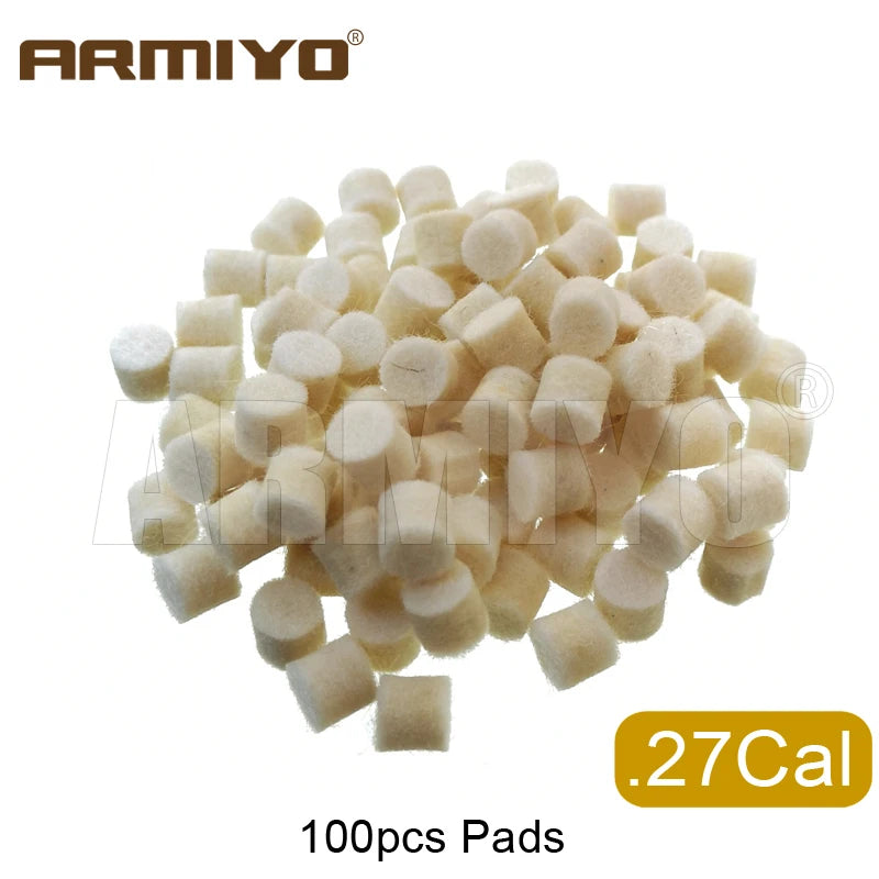 Armiyo .17Cal 5.56mm ~ 9mm .45Cal 100Pcs Wool Felt Polishing Pad Without Hole Bore Mop Brush Pipeline Cleaning Oiling Tool
