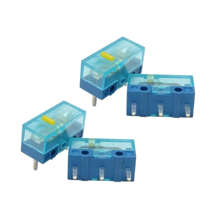 4Pcs New HUANO Blue Transparent Shell Mouse Micro Switch Button Pink Red Yellow Blue Green Dot Button Switch 3Pin 0.74N