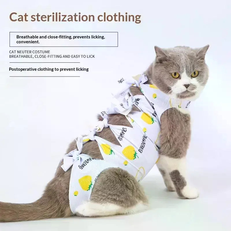 Pet Neutering Suit Cat Postoperative Recovery Anti Licking Clothing Adjustable Cat Wound Protective Clothes Pet Supplies