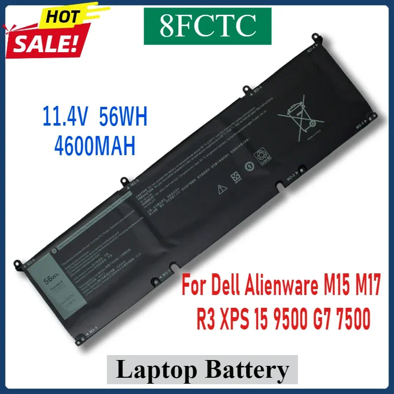 56Wh 4600mAh 8FCTC Battery For Dell Alienware M15 M17 R3 XPS 15 9500 G7 7500 High Capacity Laptop Batteries in Stock