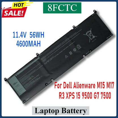 56Wh 4600mAh 8FCTC Battery For Dell Alienware M15 M17 R3 XPS 15 9500 G7 7500 High Capacity Laptop Batteries in Stock
