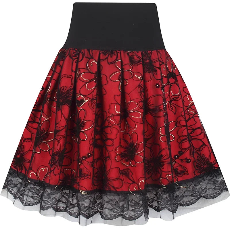 Voile Pleated A- line Short Skirt Elastic Waist Large Size Woman Skirts Mujer Faldas Saias Mulher