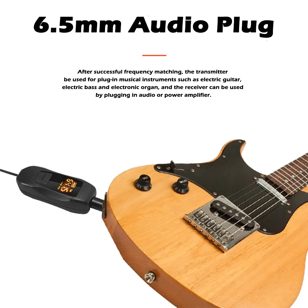 BOMGE Wireless Guitar Transmitter Receiver UHF Rechargeable Wireless Guitar System with 30 Channels for Bass Electric Instrument