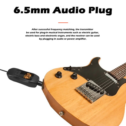 BOMGE Wireless Guitar Transmitter Receiver UHF Rechargeable Wireless Guitar System with 30 Channels for Bass Electric Instrument