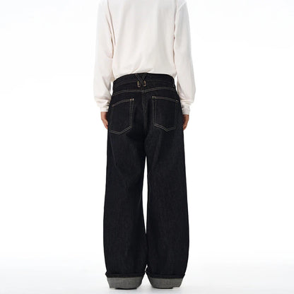 2025 Autumn/Winter High Quality American Danny Original Cow Red Ear Curled Edge Jeans Men's Straight Tube Loose Long Pants