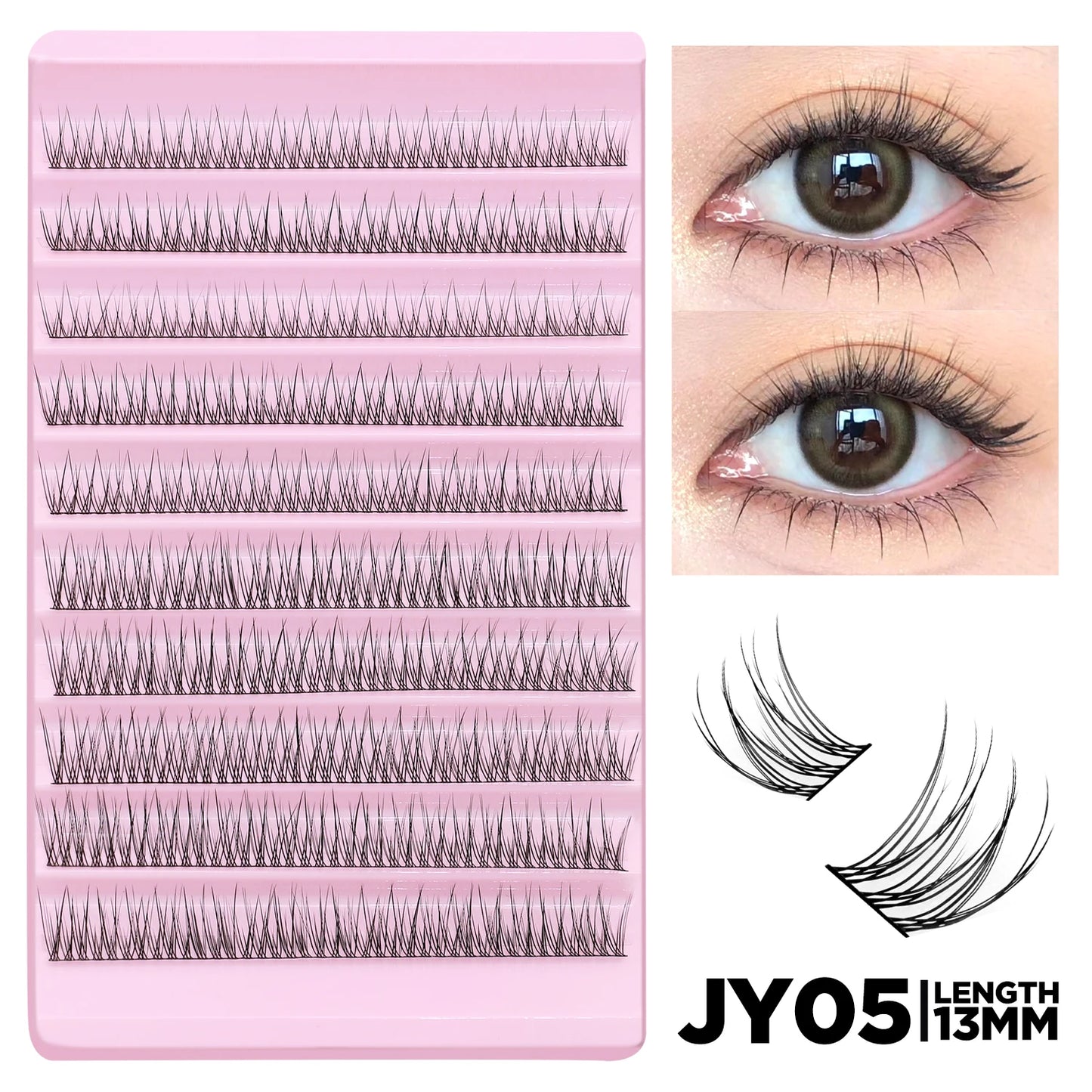 GROINNEYA Cat Elf Eyelashes Book 15 Rows Large Capacity Natural Manga Lashes Effect DIY Eyelashes Extension Clusters Makeup