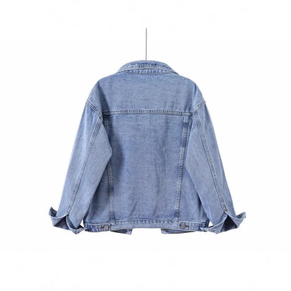 Loose Women's Blue Denim Jacket Spring Autumn New Style Retro BF Trendy Top Korean Version Large Size Comfortable Casual Cotton