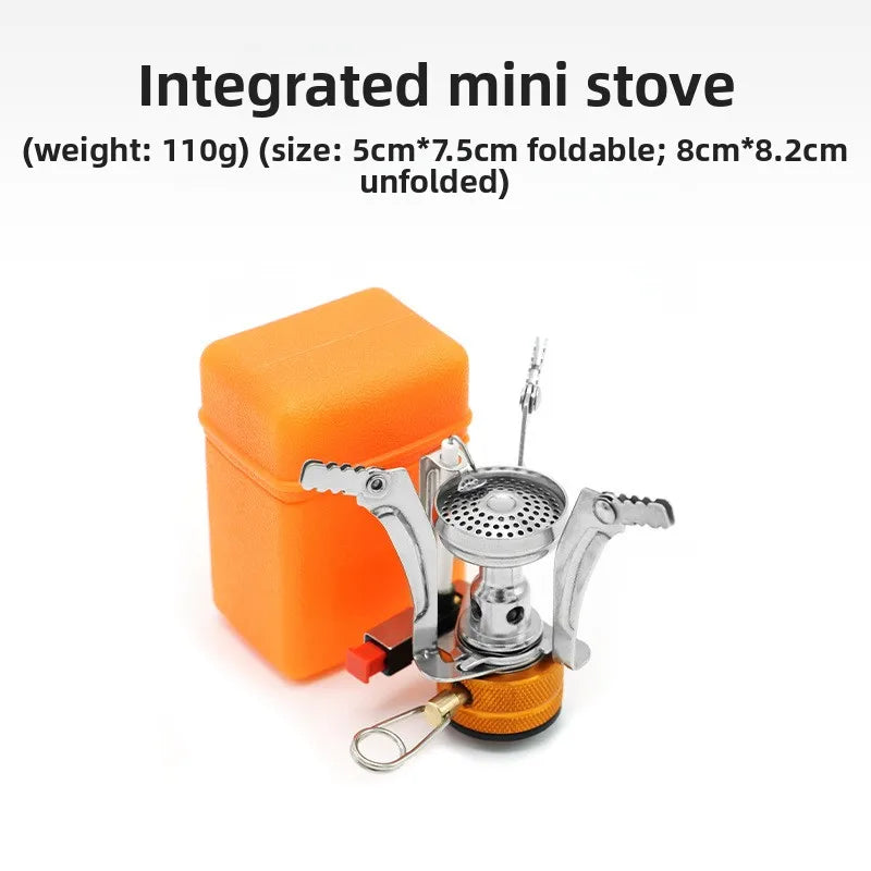 Mini Integrated Camping Stove, Portable Burner with Electronic Ignition, Compact Outdoor Cooking Stove for Camping Picnic