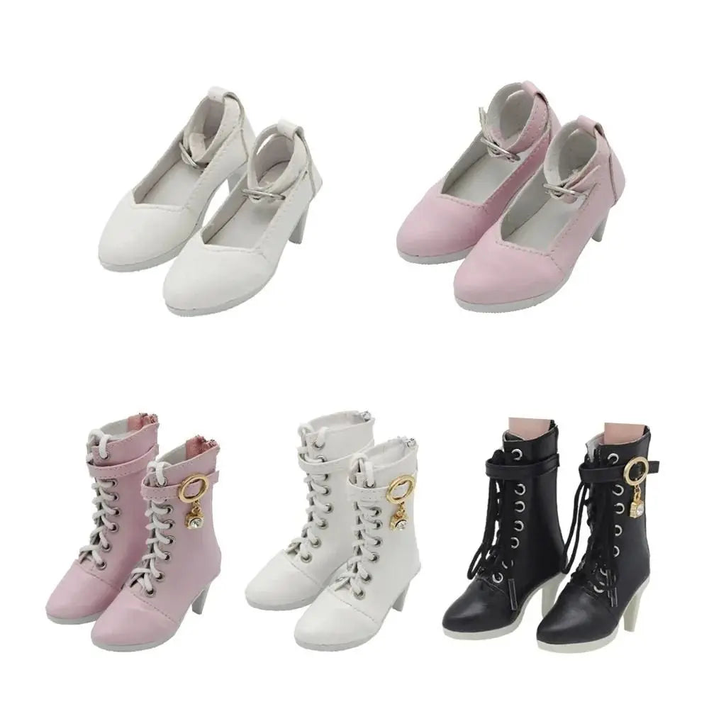 Dolls Accessories PU Leather Dolls Shoes Handmade Fashion Doll High Boots Cute Mini Doll High-heeled Shoes 1/3 BJD