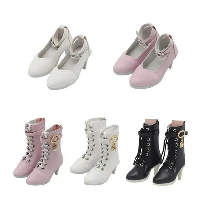 Dolls Accessories PU Leather Dolls Shoes Handmade Fashion Doll High Boots Cute Mini Doll High-heeled Shoes 1/3 BJD