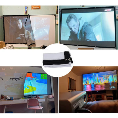 16:9 Portable Foldable Projector Screen, Wall Mount Projection Screen with Grommets, Indoor Outdoor Movie Screen