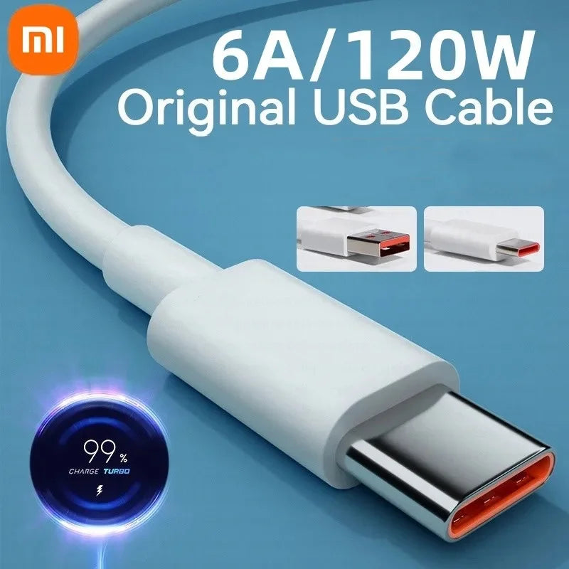 Original Xiaomi 6A USB Type C Cable Charger 120W Turbo Type Fast Charging For Mi 13 12 11 10 Pro Ultra Poco X3 Redmi Note K50 40