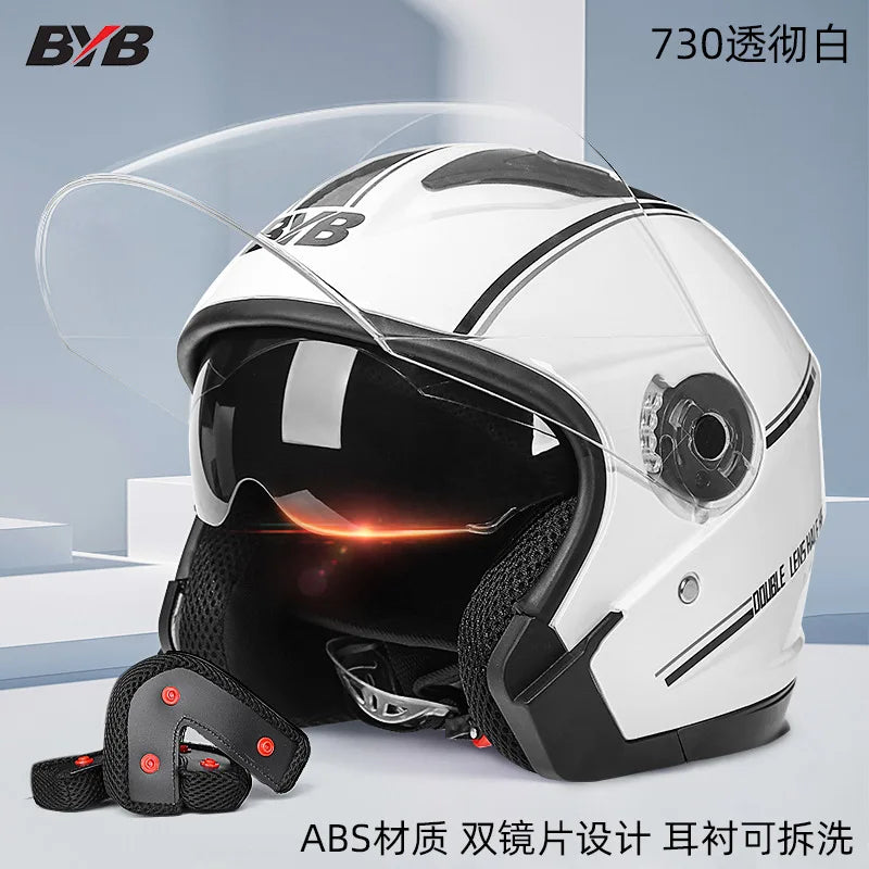 Electric Bike Motorcycle Helmet Four Season Dual Mirror Opening Helmet Anti fog헬멧반모Cascos Para Moto Casco Perro