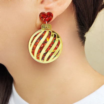 KUGUYS Christmas Red Gift Box Earrings for Women Acrylic Jewelry Trendy Accessories