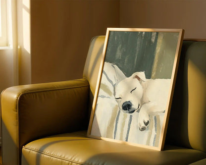 Fun Pet Striped Bed Decoration Painting, Fresh Illustration Style Canvas Painting, Healing Bedroom Poster