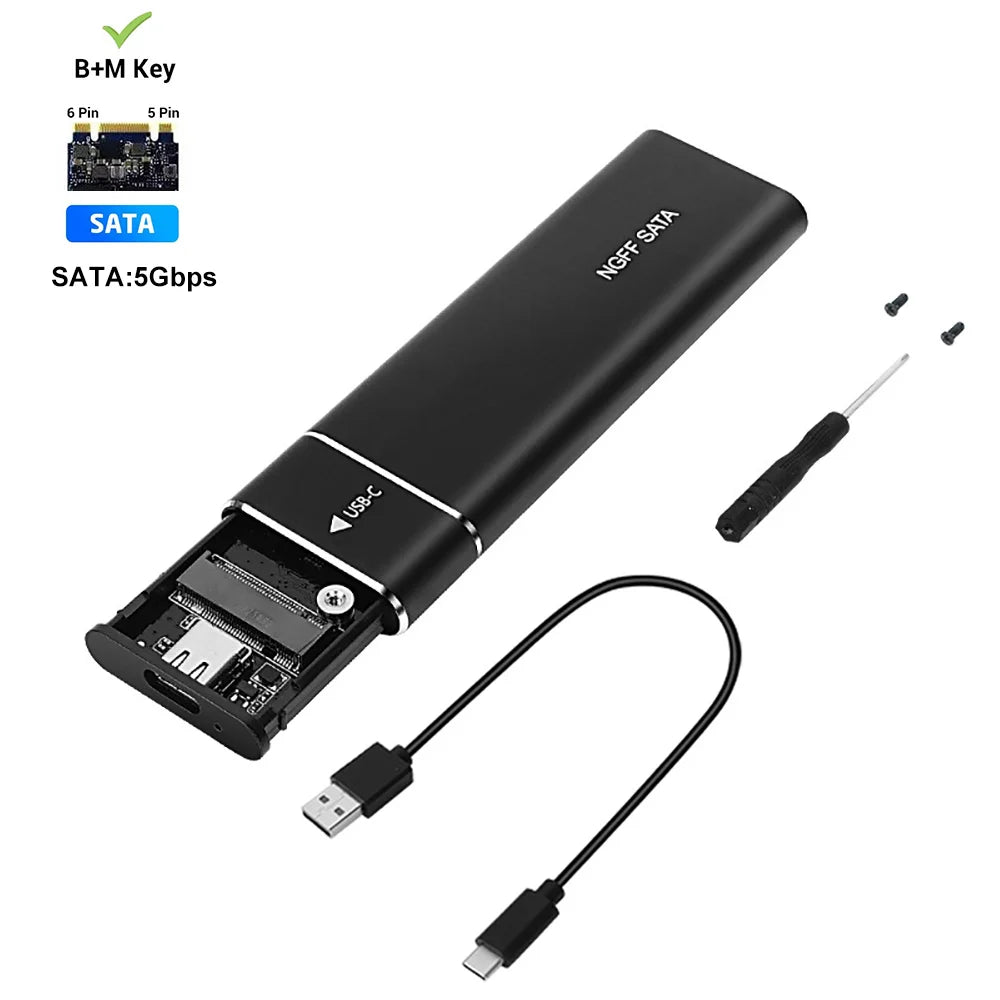 M2 SSD Case Dual Protocol M.2 NVME SATA External Enclosure M.2 to USB3.1 Type C SSD Adapter for NVME PCIE NGFF SATA SSD Disk Box