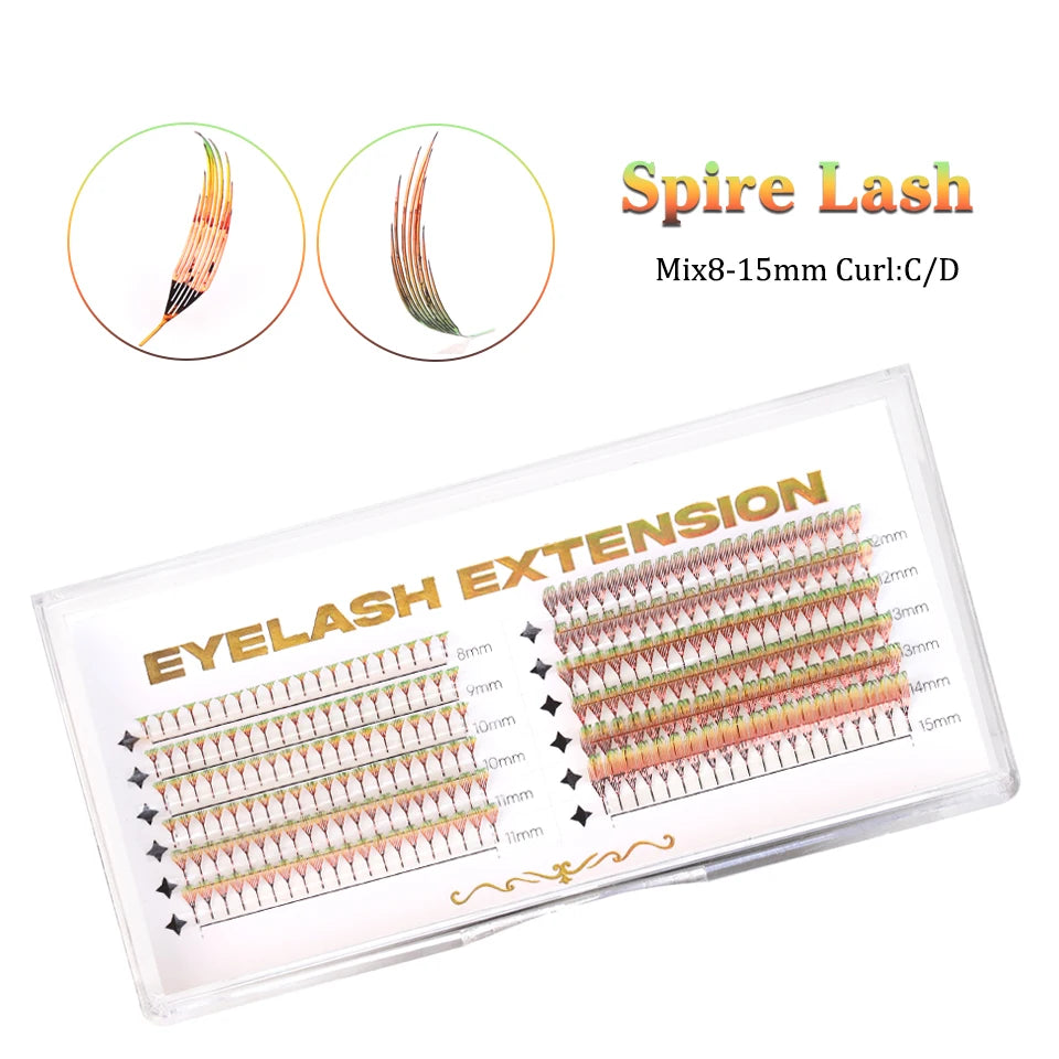 AGUUD Shiny Tinsel Manga Comic Spire Lash Glitter Color Anime Eyelash Extension Feather Shape Premade Fans Party Makeup Lashes