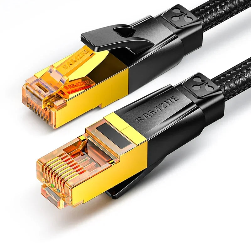 SAMZHE Cat7 10Gbps Ethernet Cable Cotton Braided Network Lan Cord for Modem Laptops PS5 4 Router 1m 5m 10m RJ45 Cable Ethernet