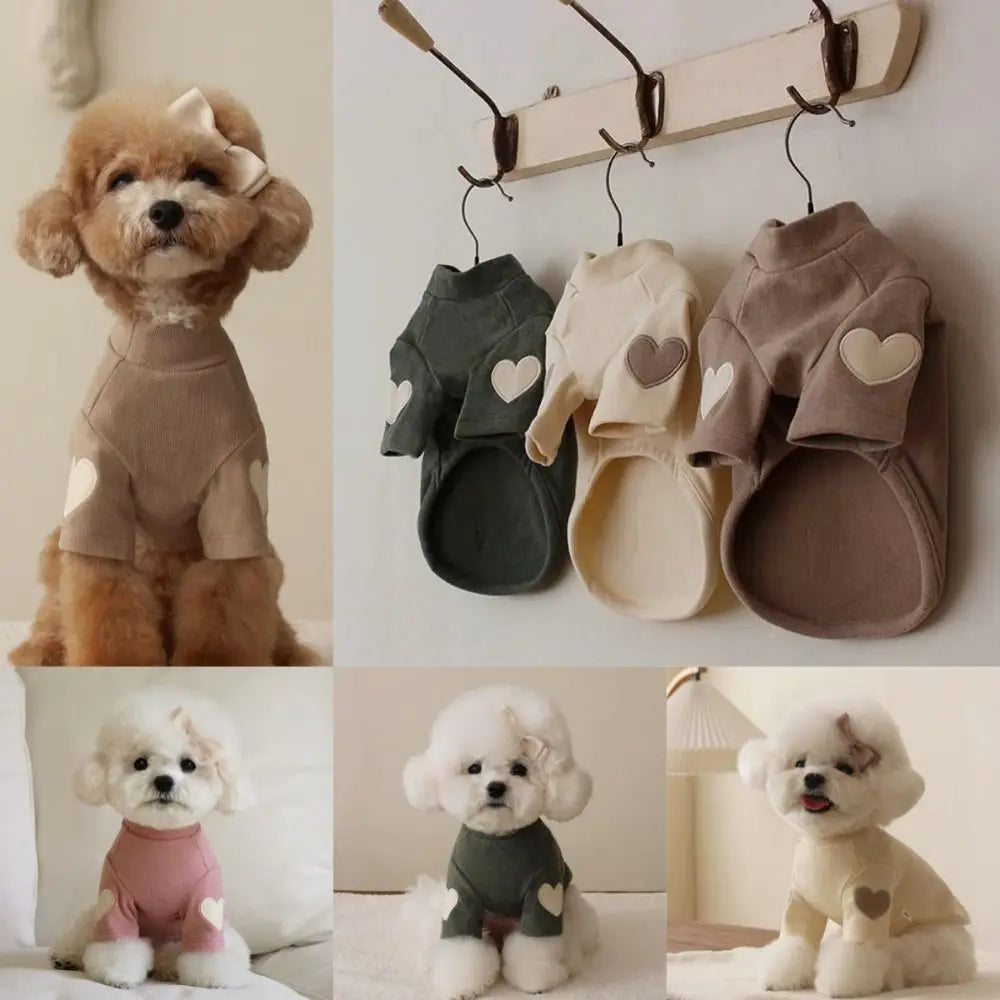 New Winter Warm Gift Pet Dog Clothes Bear Teddy Cute Love Puppy Clothing Base Shirt Designer Cat Pet Warm Clothes