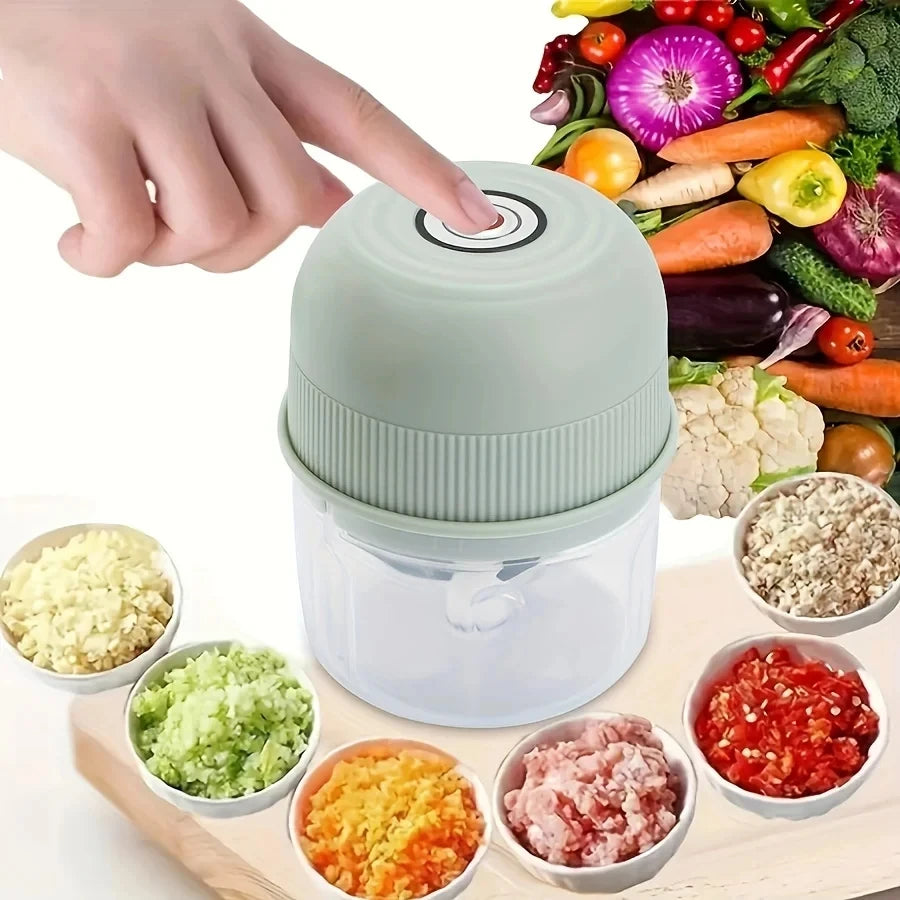260ML Electric Charging Mini Garlic Masher Portable Onion Chopper Meat Grinder Kitchen Vegetable Blender for Household Use