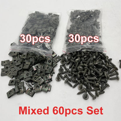 Self Tapping Screws Metal Fastener Clip for Car Motorcycle U-Type Clip with Screw Anti-rust Protection Clip Screw Iron Sheet Kit