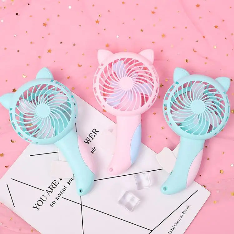Portable Hand Pressure Fan Mini Handheld Fan Without Battery Cartoon Fan Summer Air Cooler Travel Home Fan Cute Cat Hand Fan