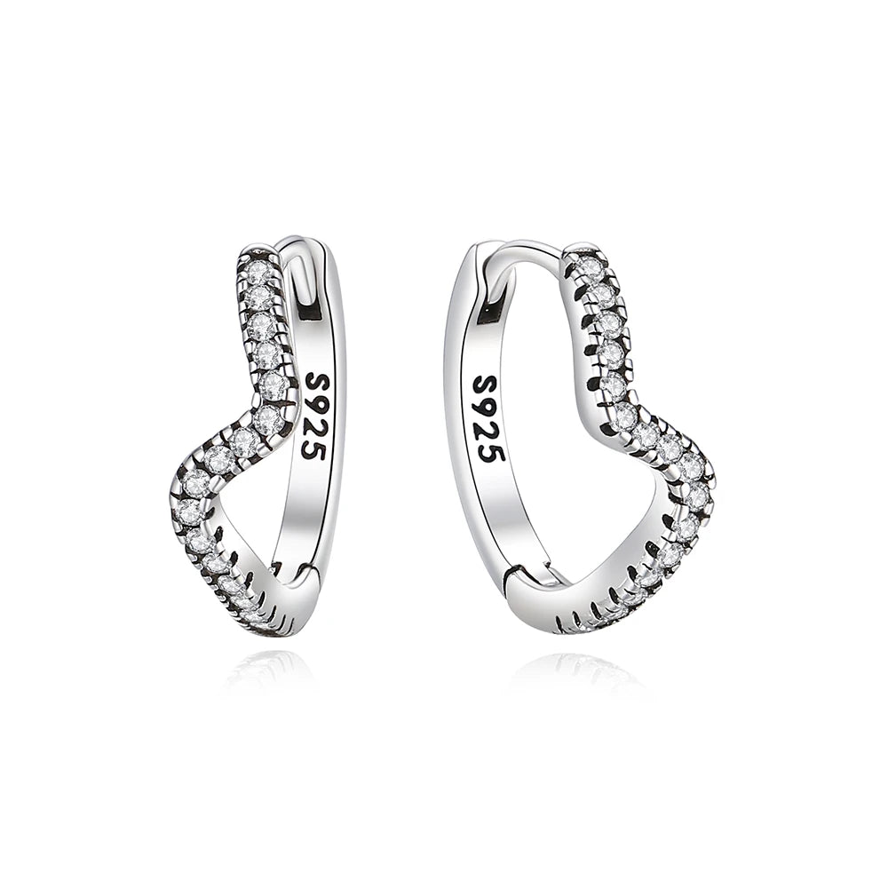 New 2026 Original 925 Sterling Silver Earrings For Women Piercing Hoop Love Heart Earings Rose Gold Wedding Gift Luxury Jewelry