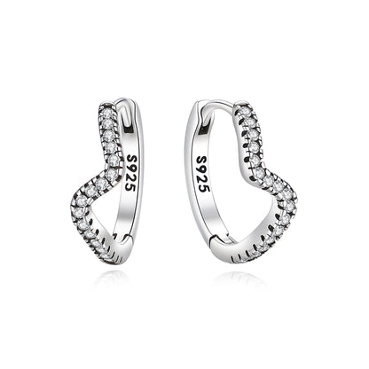 New 2026 Original 925 Sterling Silver Earrings For Women Piercing Hoop Love Heart Earings Rose Gold Wedding Gift Luxury Jewelry