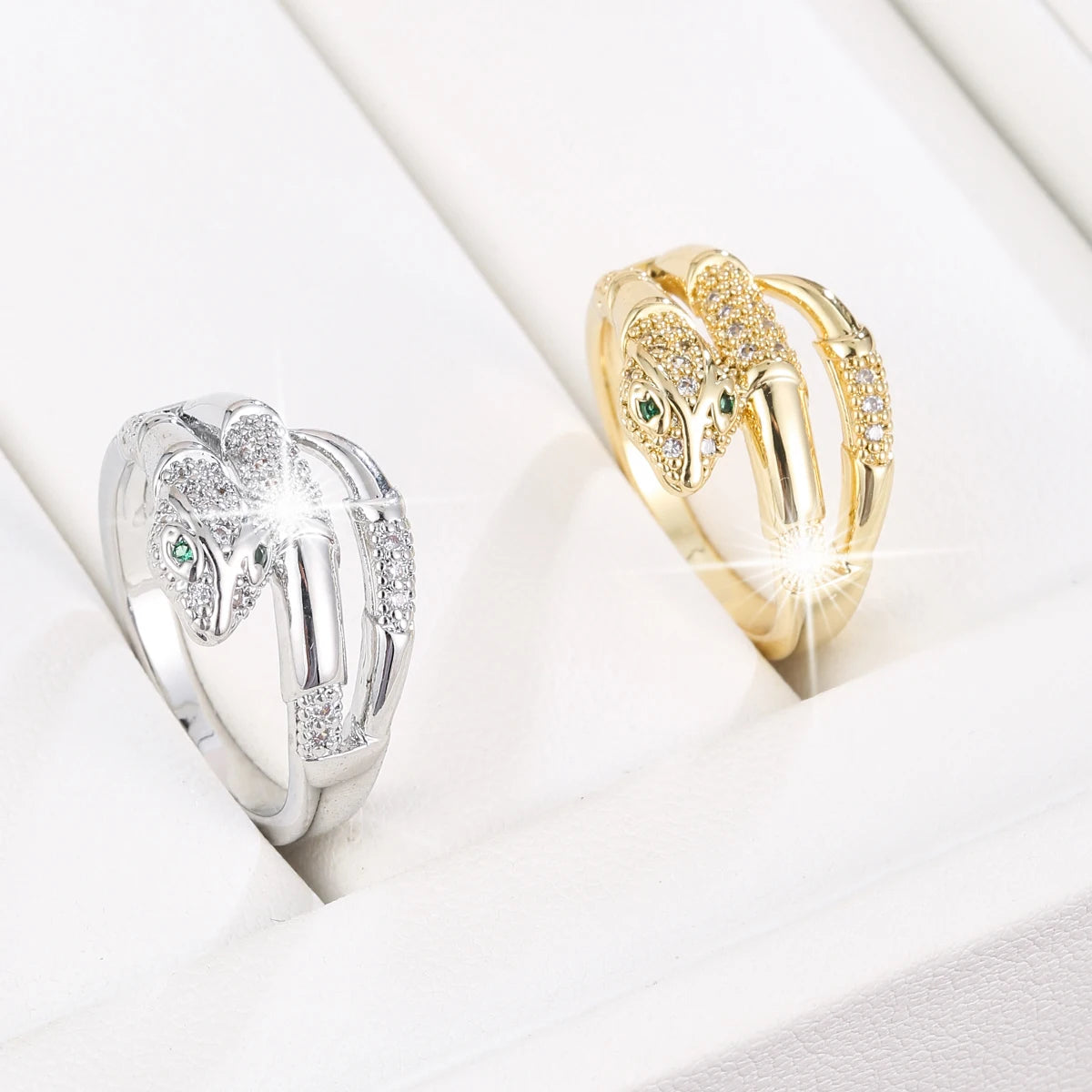 Classic Snake-Shaped Design Synthetic Zirconia Women's Ring For Daily Gatherings A Jewelry Accessory