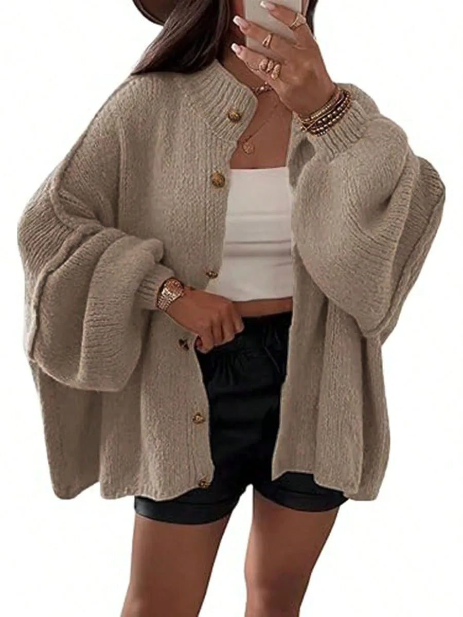Knitted Lazy Style Oversized Long Sleeve Women Loose Buttons Cardigans Coat Winter Keep Warm Sweater Jacket Fashion Casual Tops