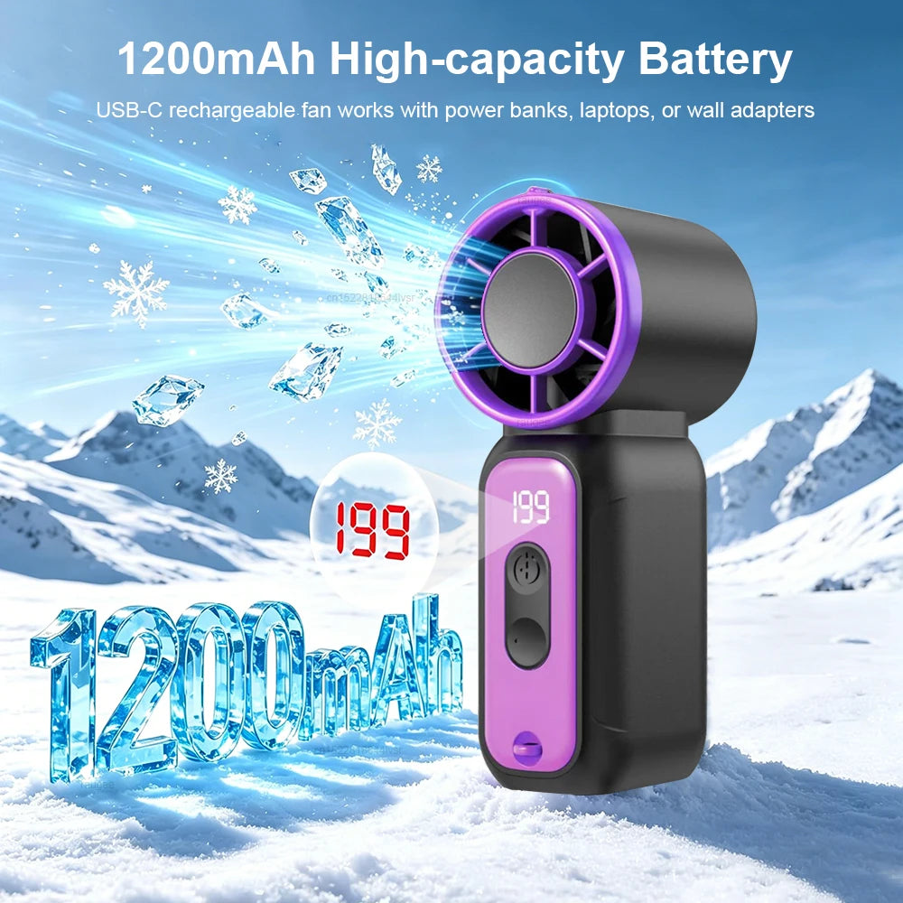 Portable Handheld Fan Mini Outdoor Pocket Fan Ultra Small Personal Hand Fan Pocket Size Neck Hanging Fan With Digital Disply