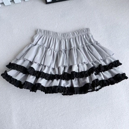 Sweet And Spicy High Waist Puffy Half-length Skirt for Women Anti-exposure Bow-knot Short Cake Skirt Spring Summer New Style